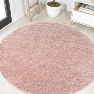 JONATHAN Y Haze Solid Low-Pile Pink 6' Round Indoor Area Rug, Coastal,Bohemian,Minimalist,Classic, Easy-Cleaning for Living Room,Bedroom,Kitchen,Pet Friendly,Non-Shedding (SEU100P-6R)