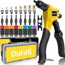 Rivet Nut Tool Kit, 8-Inch Hand Rivnut Tool for Tight Spaces, Nutsert Tool Kit with 96pcs Rivnuts, 8 Metric & SAE Mandrels (M3-M6, 6-32, 8-32, 10-24, 1/4-20), Durable Carrying Case Included (Yellow)