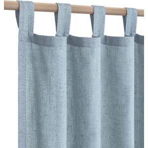 Grey Blue Curtains 84 Inch Length for Bedroom 1 Panel Tab Top Light Filtering Semi Sheer Linen Textured Country Blue Farmhouse Curtains for Living Room Dining Dusty Blue Gray Drapes 52x84 Long