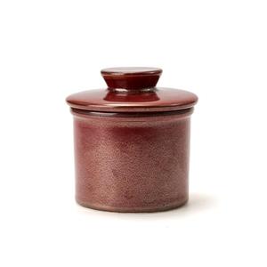 XELA Ceramic Butter Crock, French Butter Dish for Counter, Butter Keeper With Water Line for Fresh Spreadable Butter- Reddish Brown