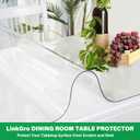 LinkGro 48X48 Inch Table Cover Vinyl Tablecloth Clear Plastic Table Cover Protector Wipeable Tablecloth Clear Square Dining Table Protector Non-Slip End Table Cover Transparent Desk Pad Protector