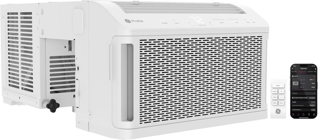 GE Profile ClearView Inverter Window Air Conditioner Unit, 12,200 BTU, Energy Efficient Cooling up to 550 sq ft., Ultra Quiet, SMART Home Capable, Includes Remote, White
