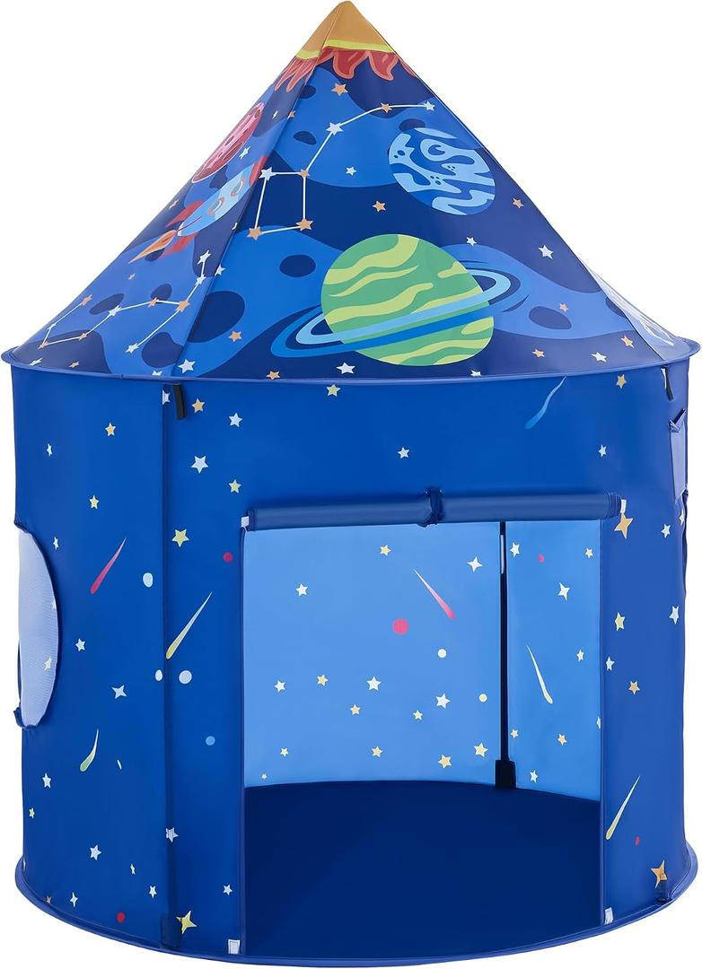 Hallo Deer Rocket Ship Kids Play Tent with Star, Foldable Pop Up Tent Kids, Castle Kid Tent Indoor Outdoor Fun & Imagination, Toddler Tents Indoor Gifts for Baby Boys Girls