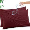 Gogreen Bamboo Rayon Waterproof Pillow Protector, Breathable Pillow Cover, Cooling Pillow Case Protector with Zipper, Super Soft Pillow Case Cover with Zipper (2 Packs, Queen 20"x30", Burgundy) (15 - Burgundy Red)