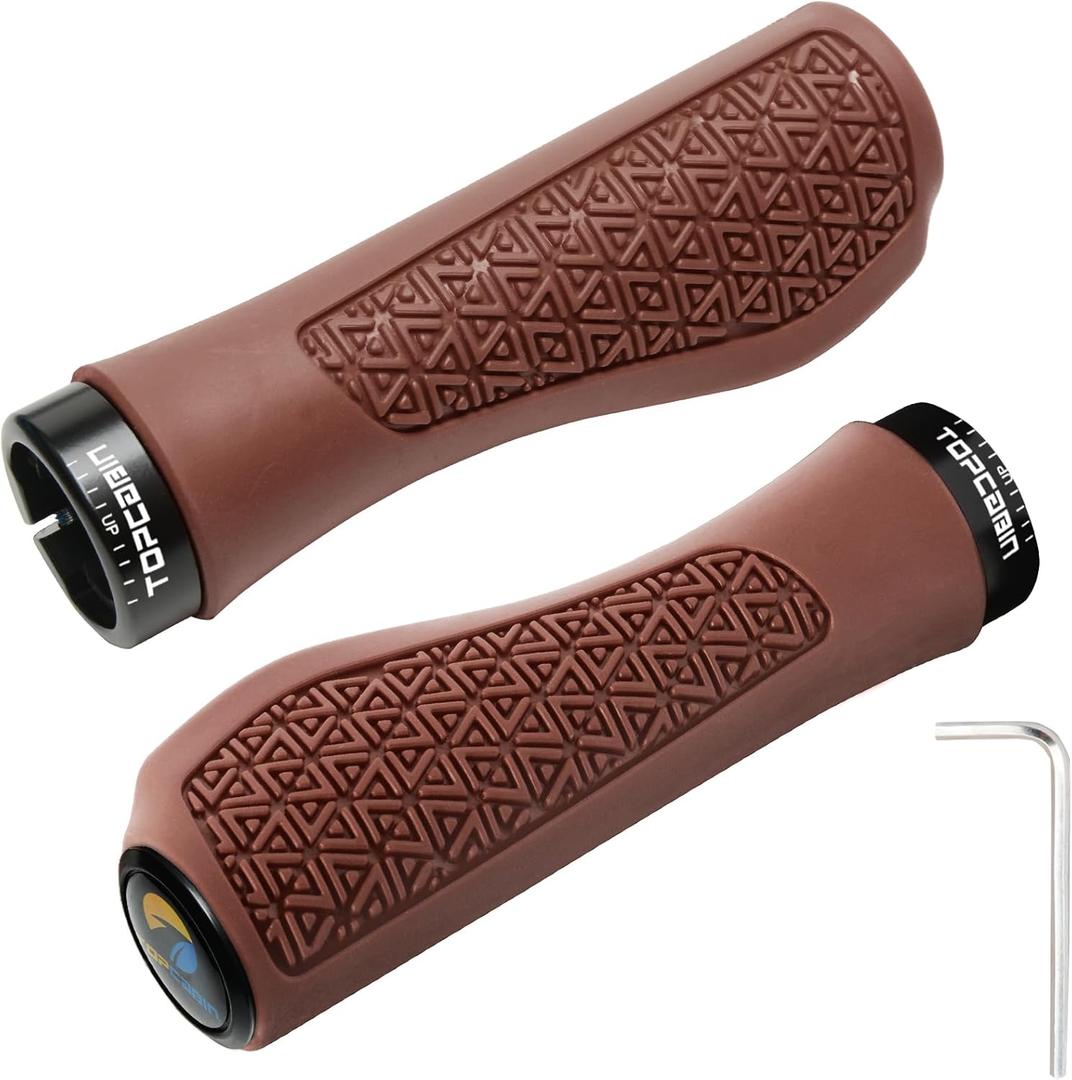 TOPCABIN Bicycles Handlebar Grips, Aluminum Lock-on Ergonomic Bike Grips, Cushion Vibrations Comfort Bike Handlebar Grips, Mountain MTB BMX Bicycles Grips for Scooter