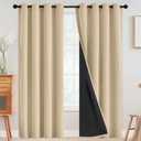 SimpleHome Beige 100% Blackout Curtains Room Darkening Living Room 84 Inch, 52"W x 84"L