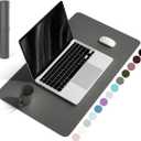 Non-Slip Leather Desk Mat, Desk Mouse Pad, Waterproof PVC Leather Desk Table Protector, Large Desk Blotter, Easy Clean Laptop Desk Writing Mat for Office/Work/Home/Decor(Dark Gray, 23.6" x 13.7")