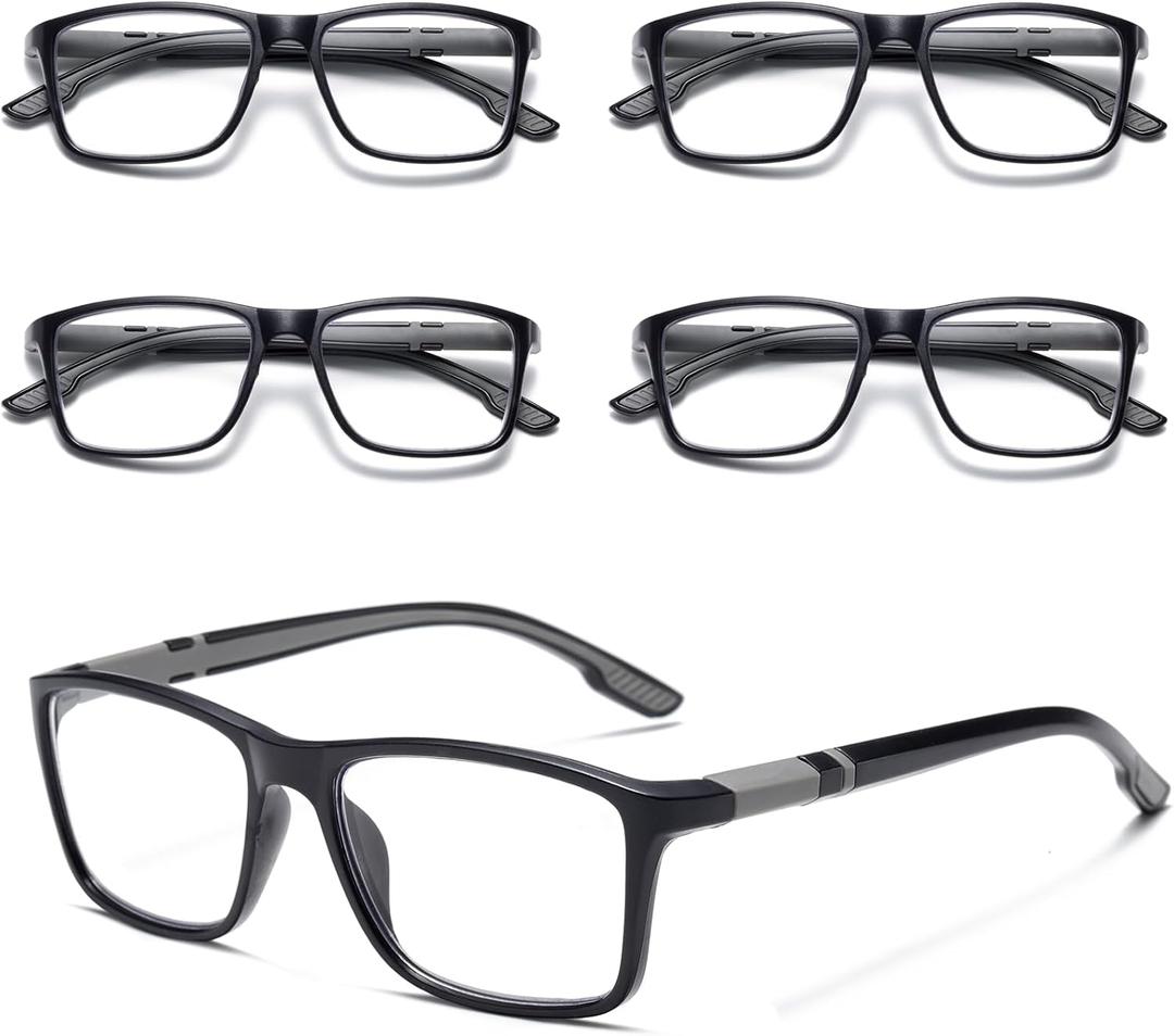 Viseng 5-Pack Reading Glasses Blue Light Blocking for Women Men Anti Glare Filter Lightweight Sports Style Eyeglasses (5-Pack Grey 3.0