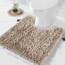 Yimobra Toilet Rugs U Shaped Washable, Soft Comfortable Toilet Mat for Bathroom Floor, Non-Slip Contour Bathroom Rugs for Toilet, Fluffy, Thick, Dry Quickly Absorbent Water, 24.4 x 20.4, Camel