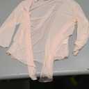 Aiboria Womens 3/4 Sleeve Shrug Sheer Mesh Bolero Tie Front Cropped Cardigan Small, Light Pink