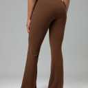 Colorfulkoala Women's Dreamlux Crossover Flare Leggings High Waisted Tummy Control Wide Leg Yoga Pants 29.5" / 31.5" Inseam (Brown, S)