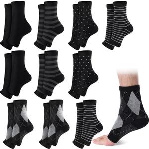 Twistover 10 Pairs Men Toeless Socks Open Toe Flip Flop Pedicure Socks for Sandals Running Yoga Spa
