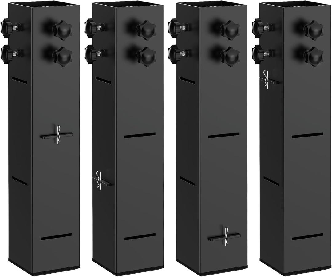 Fengone 2025 UpGrade College Dorm Bed Risers 3.15" Diameter Carbon Steel Metal Bed Riser Square Tall Bed Riser for Wooden Bed Frame Table Adjustable Height 3.2", 5.1", 8.1" or 11.2",to 10,000 lbs Pack of 4