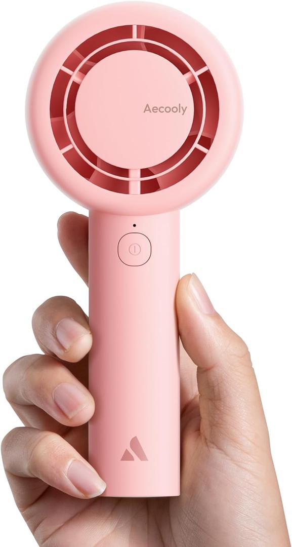Aecooly Portable Handheld Turbo Fan [24H Max Cooling Time], 5 Speeds USB Rechargeable Mini Personal Battery Operated Small Pocket Cooling Fan GIfts for Women, Travel, Home, Office, Beach, Lash -Pink