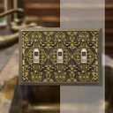 Amerelle Filigree Triple Toggle Cast Metal Wallplate in Antique Brass