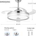 42 inch Retractable Ceiling Fan with Lights and Remote Control, 6Speed Dimmable Fandelier, RGB Modern Smart Ceiling Fan Light with Bluetooth Speaker, Reversible Bedroom