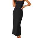ZESICA Women's 2026 Summer Sleeveless Midi Dress Halter Neck Backless Wedding Guest Cocktail Party Bodycon Long Dresses Black Small