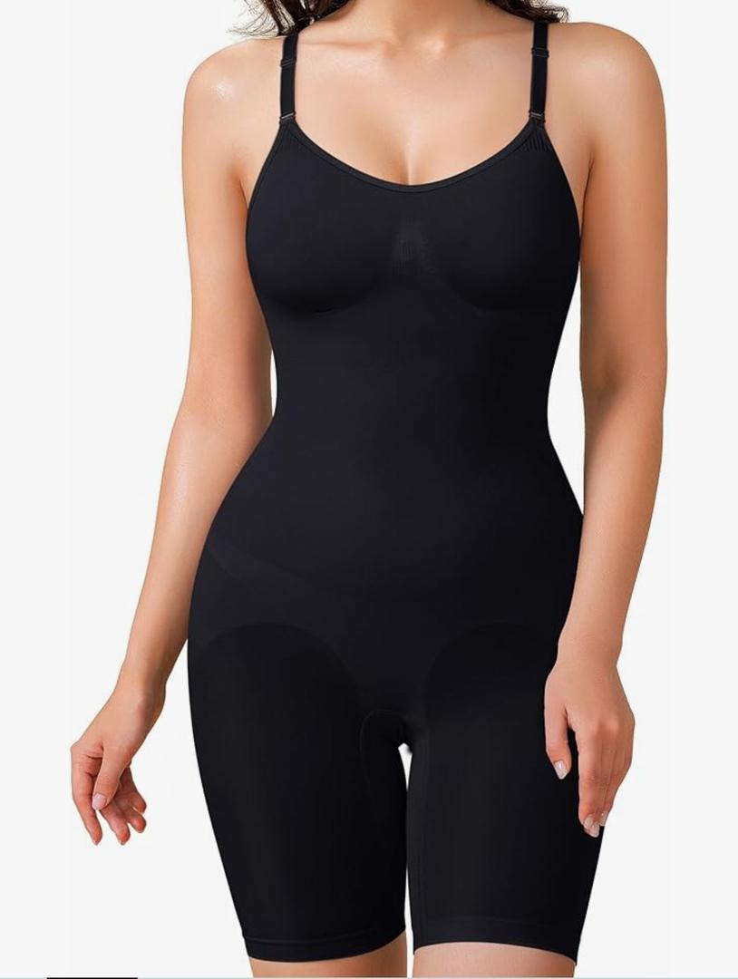 BRABIC Waist Trainer Bodysuit for Women Tummy Control Shapewear Round Neck Seamless Butt Lifter Full Body Shaper, XL, Black