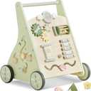 Beright Wooden Baby Walker Push and Pull Learning Activity Walker Kids Activity Toy Multiple Activities Center Develops Motor Skills & Stimulates Creativity(Green)
