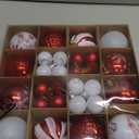 44Pcs Christmas Ball White and Red Christmas Ornaments Set for Valentine's Day Backyard Holiday Wedding Party Decor with 12 pcs 2.36 and 32 pcs 1.18 Mini Xmas New Year Decorations Ornaments Balls