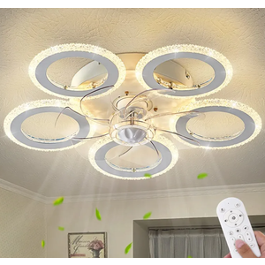 Modern Ceiling Fan with Light, 20" Personality Geometric Ceiling Fan with Lights and Remote, Ceiling Fan for Living Room Bedroom Kitchen