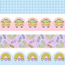 AmazingSpark 4 Rolls 118 ft School Bus Bulletin Board Borders Rainbow Crayon Bulletin Board Borders Pencil Grid Pattern Classroom Border Trims for Back to School Office Chalkboard Wall Decor