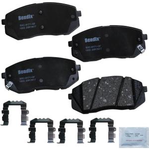 Bendix Priority1 CFC1855 Ceramic Front Brake Pads for Select Models Hyundai Elantra GT, Kona, Sonata, Veloster, Kia Forte, Optima, Seltos, Soul, Soul EV