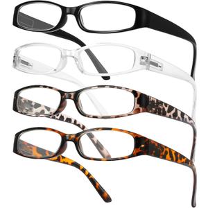 Gaoye 4-Pack Readers for Women, Blue Light Blocking Reading Glasses, Stylish Reading Glasses for Women in 4 Patterns 3.5x