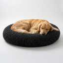 Muddy Mat Cloud K-9 Bed for Dogs & Cats, Soft & Relaxing Donut Dog Bed, Chenille Material, Removable Cover, Washable & Dryer SafeBlack Large(40'x40')