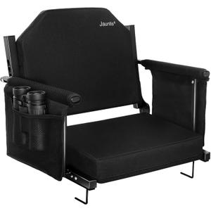 Extra Wide Stadium Seats for Bleachers with Back Support - Padded Foldable Lightweight Durable Stadium Chair for Sports Parents Watching Kids & Fans at Any Game - Relieves Back Pain on Hard Benches (Upgraded - 21.7"w X 14.6"d X 16.3"h, Premium Black)