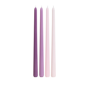 Viyffo Taper Candles 12 Inch Purple Set of 4 Unscented, Dripless, Smokeless Long Tall Tapered Candlesticks Wedding Home Decor Dinner Natural Color Series