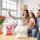 6 Pcs Easter Tote Bags with Handles 13.78 x 13.39 Inch Canvas Brushstroke Bunny Large Easter Gift Bags for Adults Spring Party Supplies