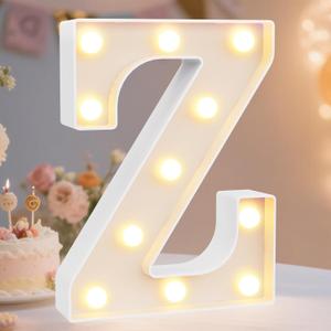 Pooqla LED Marquee Letter Lights Sign, Light Up Alphabet Letter for Home Party Wedding Decoration Z (Warm White)