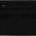 Purse Organizer Insert, Felt Purse Organizer with Zipper and Sewn Bottom Insert, Fit Speedy Neverfull Gracefull, Tote, Handbag, 6 Sizes (Slender Medium, Black)