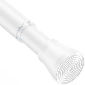 AIZESI Shower Rod 34-59 Inch - Non-Slip, No Drill spring curtain tension rod Never Rust Adjustable Tension Curtain Rod, White Shower Curtain Rod