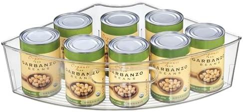 iDesign Clear Plastic 1/4 Wedge Bin for Corner Lazy Susan Cabinet, Kitchen Cabinet Organizer