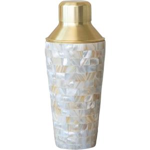 Creative Co-Op 24 oz. Stainless Steel and Mother of Pearl Cocktail Shaker, Natural