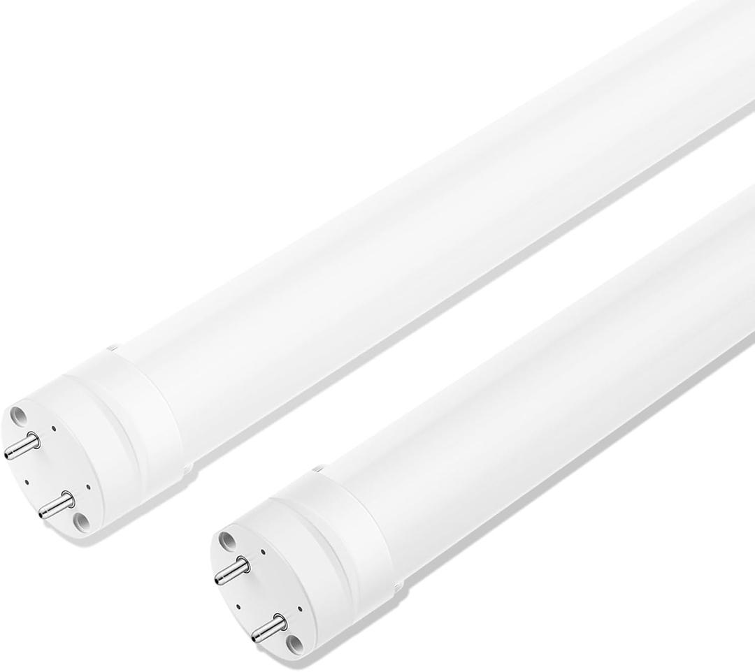2 Pack T8 LED Bulbs 4FT, 6000K Daylight White, 40W Equivalent, Ballast Bypass, Dual Ended Type B Light Tube, LED Fluorescent Tube Replacement T8 T12, Non-dimmable