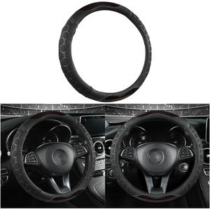 AICEL Car Steering Wheel Cover, Carbon Fiber Vehicle Steer Wheel Protector with 3D Honeycomb Design, Anti-Slip Steer Wheel Protection Guard, Universal Automotive Accessories (Coffee)