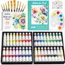 Nicpro Watercolor Paint Set for Adults, 36 Colors Watercolor Tube Set (12ml,0.4oz) with10 Paint Brushes, 25-Sheet Watercolor Paper Book, Palette, Water Color Painting Supplies for Artists Beginners Gift