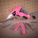 Hi-Spec Small Electric Screwdriver, Mini Drill Set, Rechargeable 3.6V Cordless Screwdriver with 26 Driver Bits, Power Tool for Small Projects & Home Use, Pink