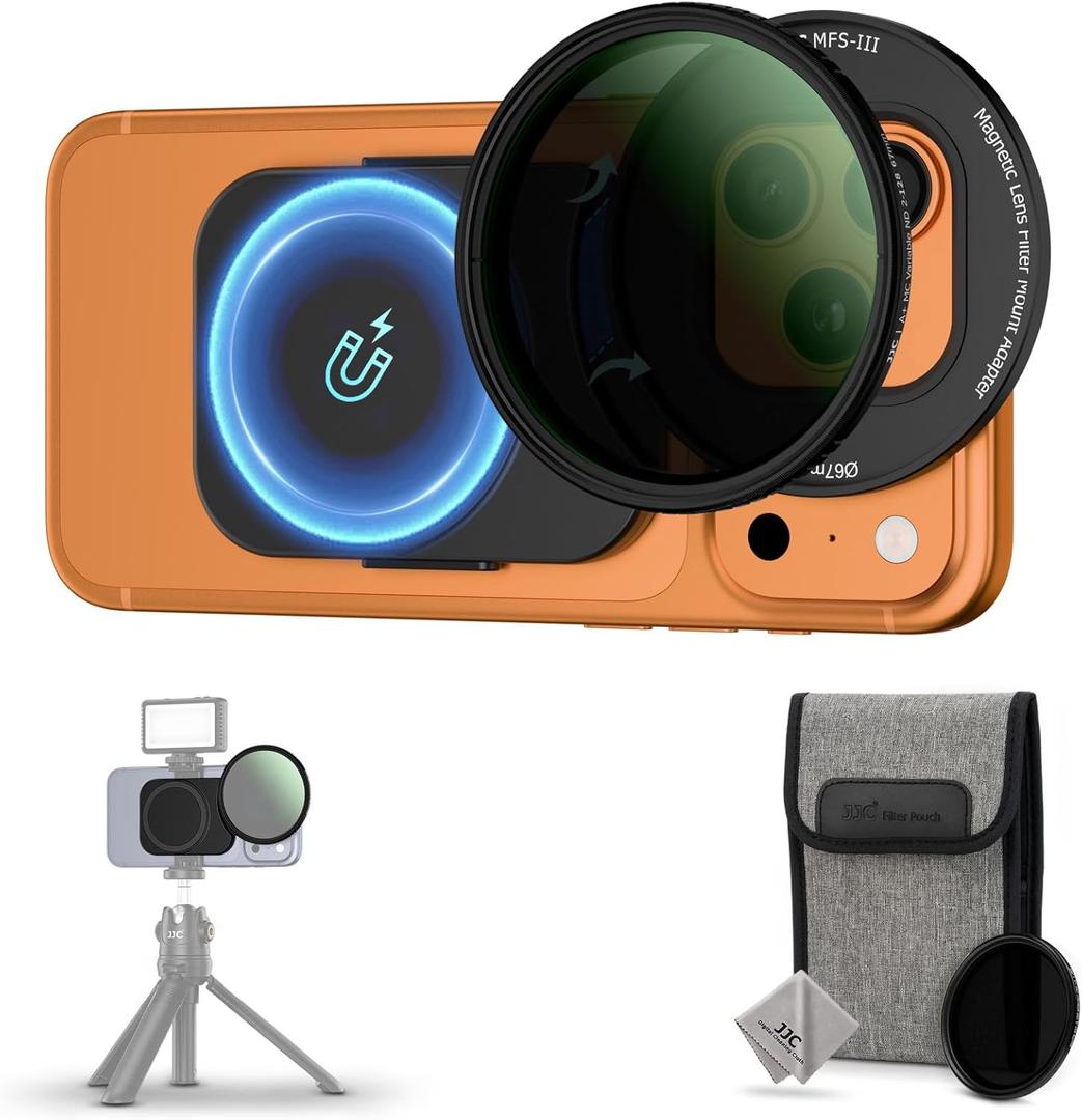 Upgraded 67mm ND Filter for iPhone 17, Magnetic Lens Filter Adapter with ND2-128 Variable ND Filter for iPhone 17 16 15 14 Pro Pro Max Plus, Phone Lens Filter Mount with 1/4-20" Screw & Cold Shoe