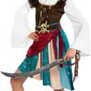 Morph Pirate Captain Girls Pirate Costume Girl Halloween Costumes for Girls Buccaneer Costume Dress Halloween (Medium)