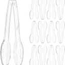 12 Pack Large Plastic Serving Tongs For Buffet - Plastic Serving Utensils For Hot And Cold Food - Disposable Serving Tongs For Parties, Holidays And Gatherings (Clear)