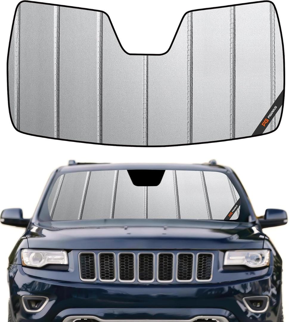 Pigenius Windshield Sunshade for Jeep Grand Cherokee 2014-2021, Grand Cherokee WK 2022 Front Window Shade - Safeguard