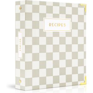 Aesthetic Recipe Binder with Waterproof Cover - The Perfect Recipe Book with Plastic Sleeves to Write in Your Own Recipes - Quality Blank Cookbook Binder, Cards incl. (Beige)