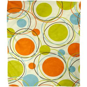 Home Decor Throw Blanket, Orange Blue Green Retro Circles Warm Soft Cozy Flannel Bed Blankets for Bed, Couch, Sofa and Chair, All Seasons Suitable, 80x60 inches