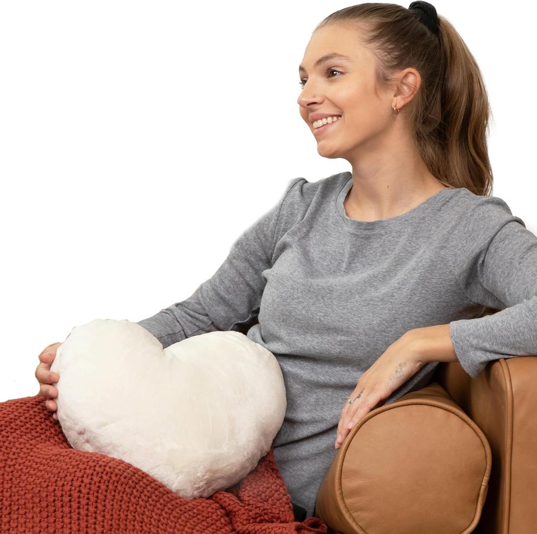 HUGIMALS Heart to Hug Pillow in Ivory | 5 lb Cozy Weighted Pillow for Self Care Ultra Soft Sensory Heart Shaped Pillow for Comfort, Relaxation, Sleep - Thoughtful Gift for Adults and Teens