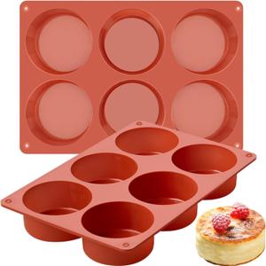JOERSH 2-PK Silicone Egg Bite Molds Deep 3 Inch Frittata Baking Pans, Non-Stick Round Silicone Molds for Egg Breakfast Sandwich, English Muffin, Cheesecake, Dinner Rolls (2 Pcs: 6 Cups, Deep)