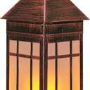18" Glass Solar Lanterns Outdoor Waterproof, Large Solar Flickering Flame Lantern, Outdoor Lantern Decorative Metal Garden Light for Patio Garden Backyard Outside Tabletop Decor(Vintage Copper)